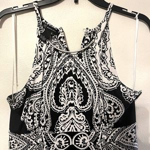 INC Collection black & white maxi halter dress